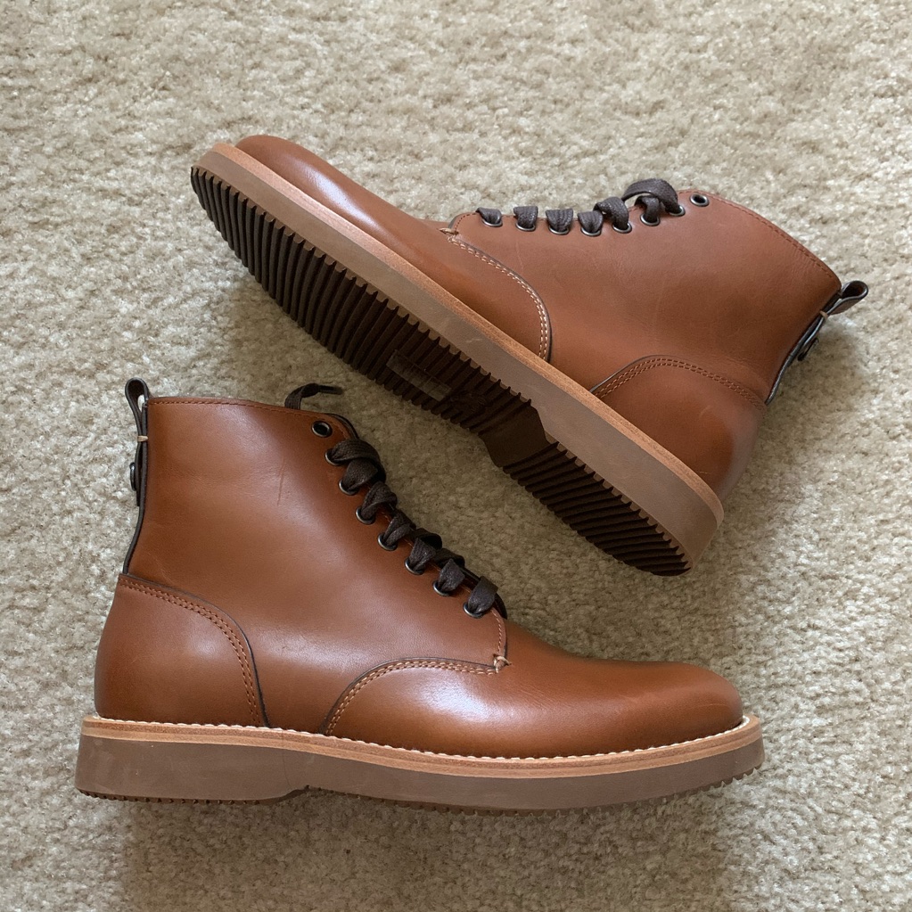 New Coach Derby Brown Leather Plain Toe Boots Mens